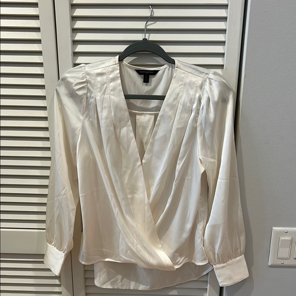 Banana Republic Cream Wrap Blouse